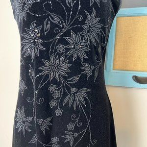 Fashion Bug Little Black Dress Sz M Midi Stretch "Velvet"